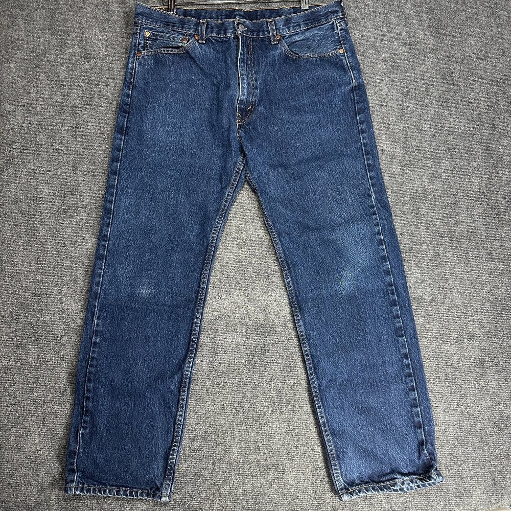 Levis 505 Jeans Mens 38 Medium Wash Cotton 5 Pocket Straight Leg